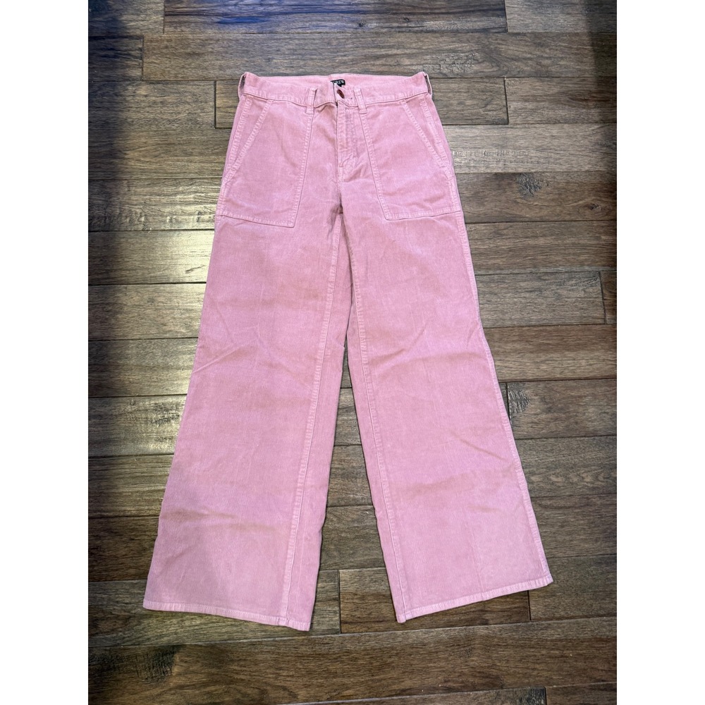 J.Crew Corduroy Wide-Leg Pants Womens 25 Pink High Rise Patch Pocket CP715